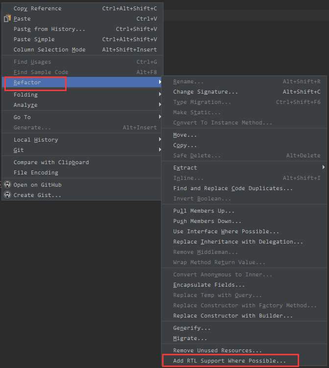 利用 Android Studio 的重构功能实现 RTL Support